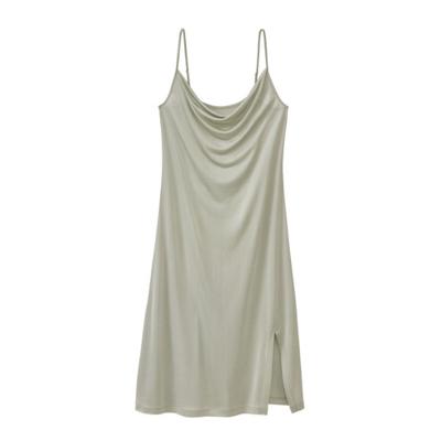 Nachthemd met watervalhals uit biologische zijde, bleekgroen 36