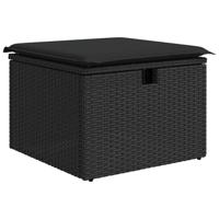 7-delige Loungeset met kussens poly rattan zwart - thumbnail