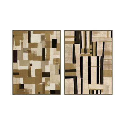 Schilderij Home ESPRIT Bruin Beige Modern Met reliëf Stads 90 x 4 x 120 cm (2 Stuks)