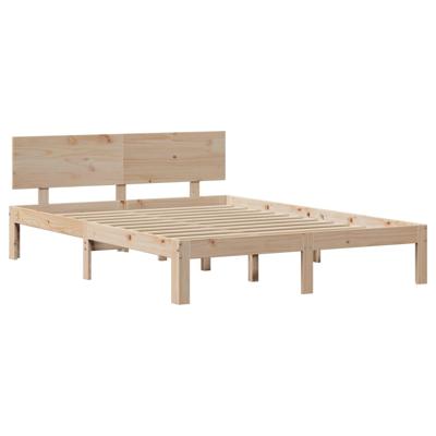 Bedframe met hoofdbord massief grenenhout 140x190 cm - thumbnail