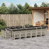 17-delige Tuinset met kussens poly rattan lichtgrijs - thumbnail