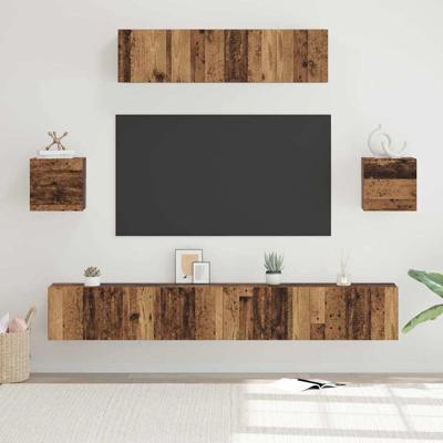Tv-meubelset 7 pcs Oud hout 80 x 30 x 30 cm Bewerkt hout