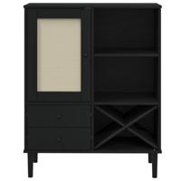 Hoge kast SENJA 90x40x112 cm rattan look grenenhout zwart - thumbnail
