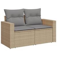 6-delige Loungeset met kussens poly rattan gemengd beige - thumbnail