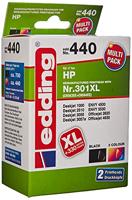 Edding Inktcartridge vervangt HP 301XL, CH563EE, CH564EE Compatibel Combipack Zwart, Cyaan, Magenta, Geel EDD-440 EDD-440 - thumbnail