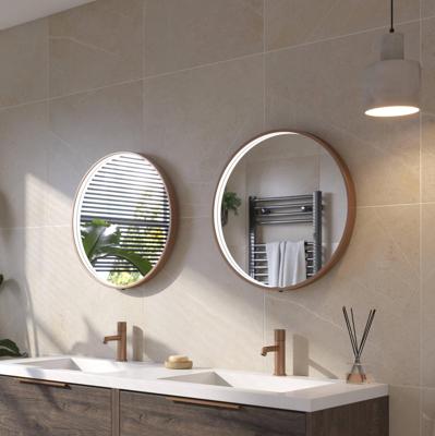 Ben Callisto ronde spiegel met LED verlichting en anti-condens Ø60cm geborsteld koper