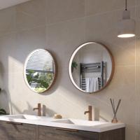 Ben Callisto ronde spiegel met LED verlichting en anti-condens Ø60cm geborsteld koper - thumbnail