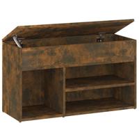 VidaXL Schoenenbankje 80x30x45 cm bewerkt hout gerookt eikenkleurig - thumbnail