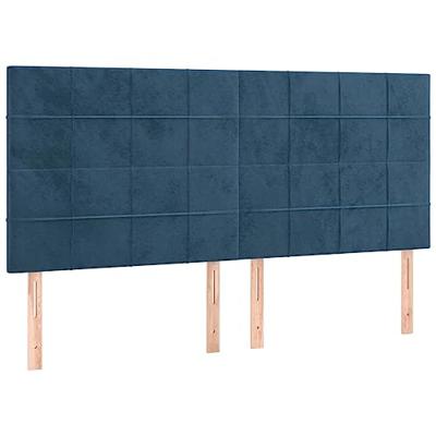 Hoofdbord LED 160x5x118/128 cm fluweel donkerblauw