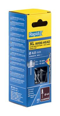 Rapid XL blindklinknagels Ø4,0 x 18 mm, 40 stuks + boor - 5000663 - 5000663
