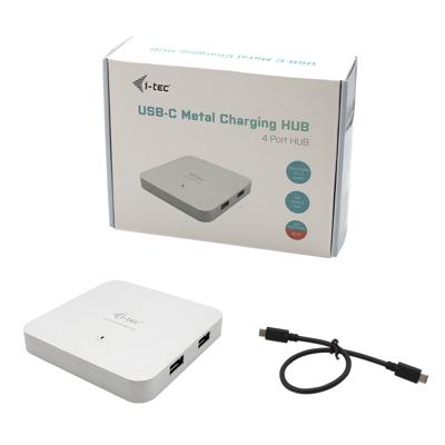 i-tec USB-C HUB 4X USB 3.0 met ondersteuning voor snel opladen (BC 1.2) en 1x USB-C met Power Delivery/Data, C31HUBMETAL4