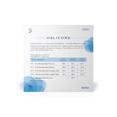 D&apos;Addario H510 4/4H Helicore Cello String Set 4/4 Scale,Heavy Tension Cello snaren set