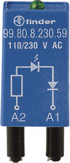 Finder Steekmodule Met LED, Met varisator 99.80.0.230.98 Lichtkleur (naam): Groen Geschikt voor model: Finder 84.84.2, Finder 94.54.1, Finder 94.82.3, Finder