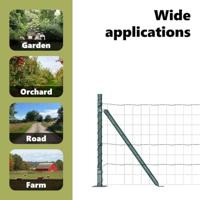 VidaXL Hek met paal groen 0,6 x 10 m staal en pvc - thumbnail