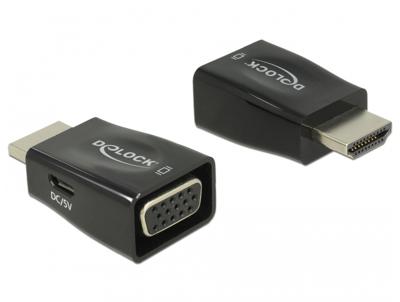 Delock 65902 HDMI / VGA Adapter [1x HDMI-stekker - 1x D-sub bus 15-polig] Zwart