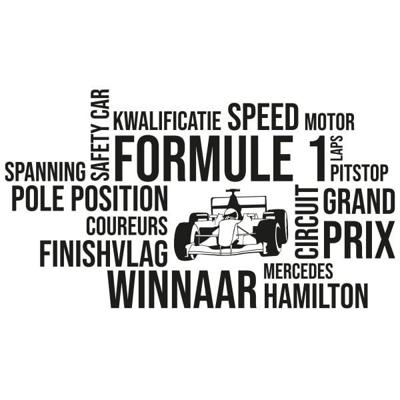 Formule 1 woord cloud, Hamilton - Muursticker Formule 1 woord cloud, Hamilton - Muursticker