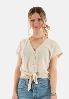 Only Onlsiesta Ss Knot Lin Bl Shirt Pnt Noos T-shirts Moonbeam