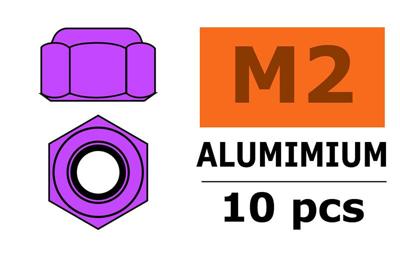 Zelfborgende zeskantmoer M2 "Paars", Aluminium (10st)