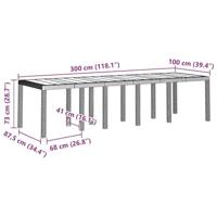 Tuintafel 300x100x73 cm poly rattan wit - thumbnail