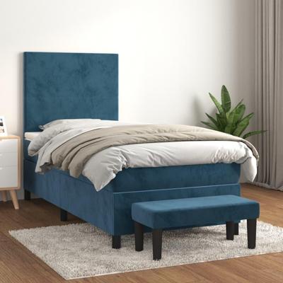 Boxspring met matras fluweel donkerblauw 80x200 cm