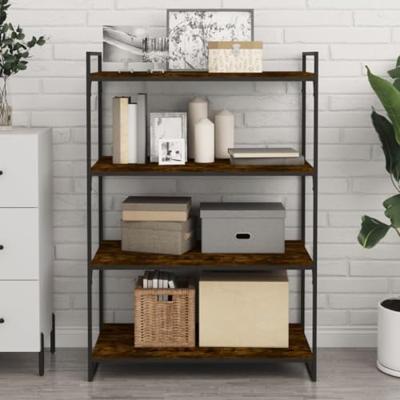 Wandschappen 4 st 80x40x1,5 cm bewerkt hout gerookt eikenkleur Wandschappen 4 st 80x40x1,5 cm bewerkt hout gerookt eikenkleur