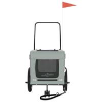 Hondenfietstrailer oxford stof en ijzer grijs en zwart - thumbnail