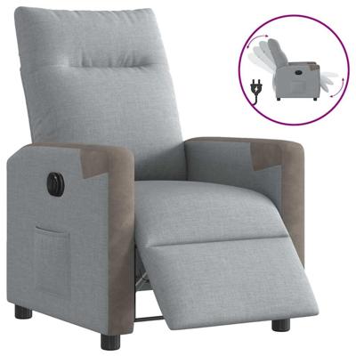 Fauteuil elektrisch verstelbaar stof lichtgrijs