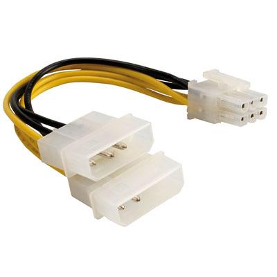 DeLOCK 2x Molex 4pin -> 6 pin PCIE, 15cm kabel