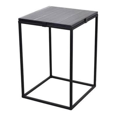 LOFT42 Marble Bijzettafel Vierkant Zwart - Metaal - Marmer - 32x32x46