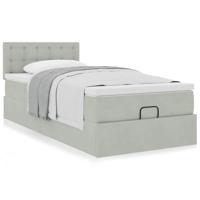 Ottoman bed met matras 100x200 cm fluweel lichtgrijs - thumbnail