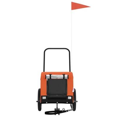 Hondenfietstrailer oxford stof en ijzer oranje en zwart - thumbnail