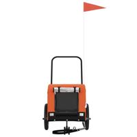 Hondenfietstrailer oxford stof en ijzer oranje en zwart - thumbnail