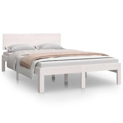Bedframe massief hout wit 120x190 cm