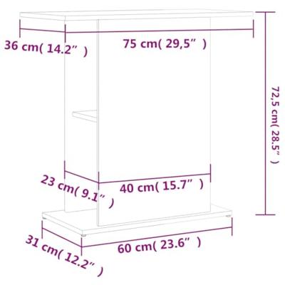 Aquariumstandaard 75x36x72,5 cm bewerkt hout grijs sonoma