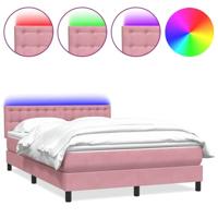 Boxspring met matras en LED fluweel roze 140x220 cm - thumbnail