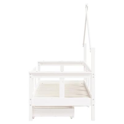 Kinderbedframe met lades 70x140 cm massief grenenhout wit