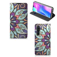 Xiaomi Mi Note 10 Lite Smart Cover Purple Flower - thumbnail