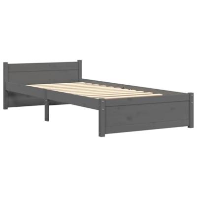 Bedframe massief hout grijs 75x190 cm 2FT6 Small Single Bedframe massief hout grijs 75x190 cm 2FT6 Small Single