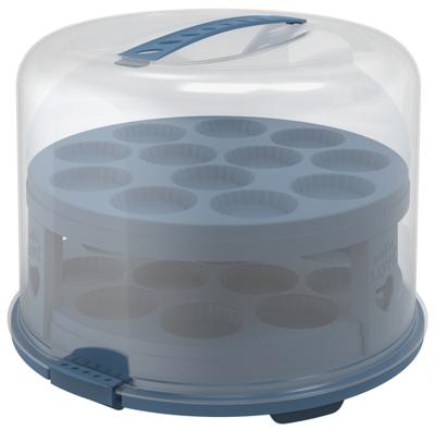 Rotho fresh taartdoos xl + cupcake-houders 35.5x34.5x26 cm horizon blauw/transparant