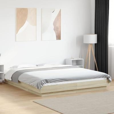 Bedframe bewerkt hout sonoma eikenkleurig 150x200 cm