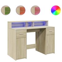 Bureau met LED-verlichting 120x55x91 cm hout sonoma eikenkleur - thumbnail