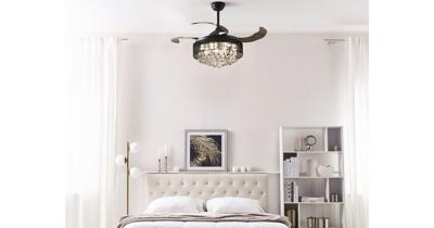 Beliani PEEL - Plafondlamp met ventilator-Zwart-IJzer, Synthetisch materiaal