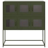 Dressoir 100,5x39x107 cm koudgewalst staal olijfgroen - thumbnail