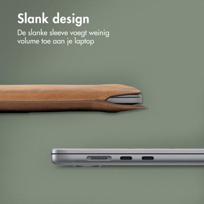 Accezz Leather hoes voor MacBook 16 inch Laptop sleeve Bruin