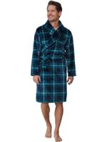 Herenbadjas klassieke ruit - blauw - fleece-S- 48 - thumbnail