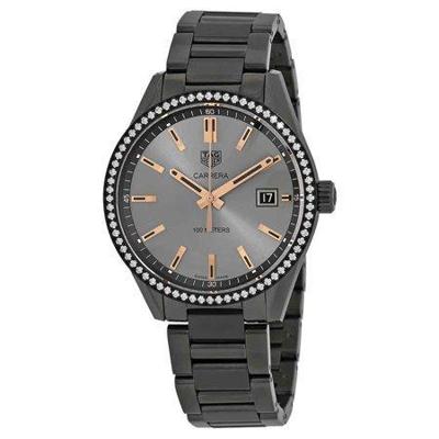 Tag Heuer Carrera antraciet wijzerplaat dames titanium diamanten horloge WAR1115.BA0602