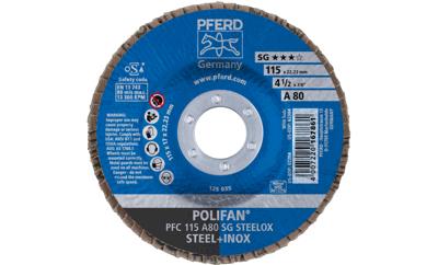 PFERD TOOLS 67708115 PFC 115 A 80 SG STEELOX Lamellenschijf Diameter 115 mm Boordiameter 22.23 mm RVS, Staal 10 stuk(s) PFERD TOOLS 67708115 PFC 115 A 80 SG STEELOX Lamellenschijf Diameter 115 mm Boordiameter 22.23 mm RVS, Staal 10 stuk(s)