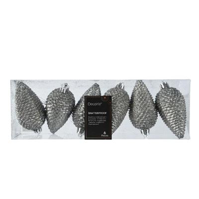 Dennenappel kunststof d5h8 cm grijs 6 st Decoris - Decoris Dennenappel kunststof d5h8 cm grijs 6 st Decoris - Decoris