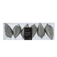 Dennenappel kunststof d5h8 cm grijs 6 st Decoris - Decoris - thumbnail