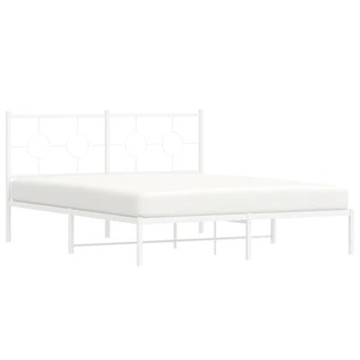 Bedframe met hoofdbord metaal wit 150x200 cm Bedframe met hoofdbord metaal wit 150x200 cm